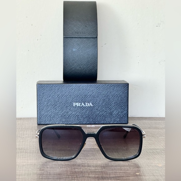 Prada Double-Bridged Rectangle Sunglasses - Picture 2 of 12